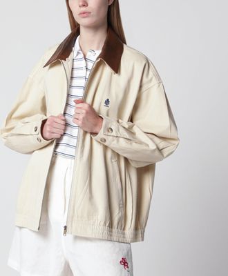 Prada Blouson in gabardine old tinto in capo con ricamo