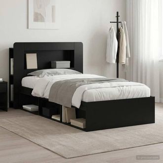 Berkfield Home Bed Frame with Storage Black 90 x 190 cm Engineered Wood