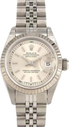 Rolex Pre-owned Datejust Roestvrij Staal Witgoud Horloge - Dames - Vintage Horloges - Grijs - ONE Size - Vintage