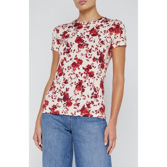 L'agence Ikebana Floral Print Top in Ivory/Red Ikebana at Nordstrom Rack, Size Xx-Small