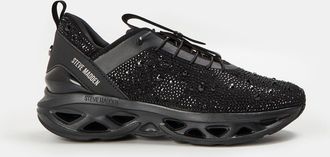 Steve Madden Womens Surge 2R Lace-Up Textured Platform Sneakers in Black - Size UK 3