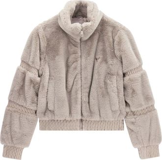 Guess Carla Faux Fur Hoge Kraag Jas - Dames - Jassen - Beige - Maat: S