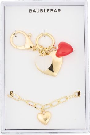 BaubleBar Heart Bracelet & Bag Charm Set in Red at Nordstrom Rack