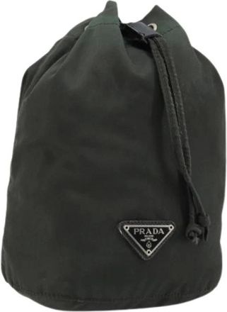 Prada Pre-owned Bucket Bags, female, Green, Size: ONE SIZE Pre-owned Nylon Pouch