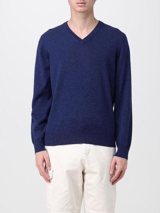 Brunello Cucinelli MenS Blue Wool V Neck Sweater, Size 48