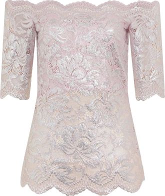 Paco Rabanne Blusa in pizzo a fiori - Rosa