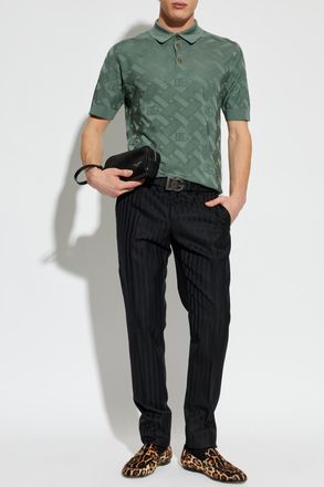 Dolce & Gabbana Silk Polo, Mens, Green