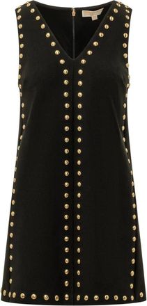 Michael Kors V-hals Jurk met Studs - Dames - Korte kleedjes - Zwart - S - Kleedjes