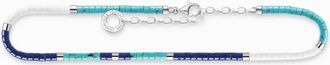 Thomas Sabo Dames enkelband 925 sterling zilver- Wit- Turquoise & Donkerblauw Ak 0038-775-7-Vg - Dames - Armbanden - Veelkleurig - ONE Size - Accessoires