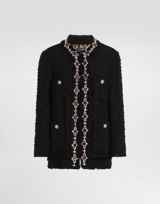 Dolce & Gabbana Wool Jacket With Embroidered Trim - Woman Coats And Jackets Black 38