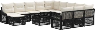 vidaXL Conjunto De Sof&aacute;s De Jard&iacute;n 13 Uds. Negro Rat&aacute;n Sint&eacute;tico Vidaxl