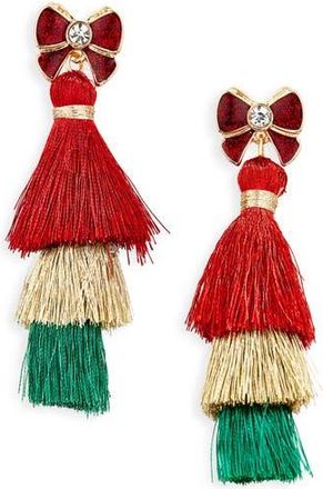Leith Tassel Linear Earrings in Red Multi- Gold at Nordstrom Rack