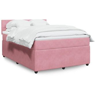vidaXL Vidaxl - Cama Box Spring Con Colch&oacute;n Terciopelo Rosa 140x200 Cm