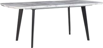 Beliani Mesa De Comedor Efecto M&aacute;rmol Mdf Patas De Hierro Negro Tapa Extensible Rectangular 160/200 X 90 Cm Dise&ntilde;o Moderno Mosby