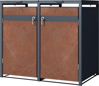 ML Design Cobertizo para 2 cubos 240l antracita acabado &oacute;xido tapa y 2 puertas