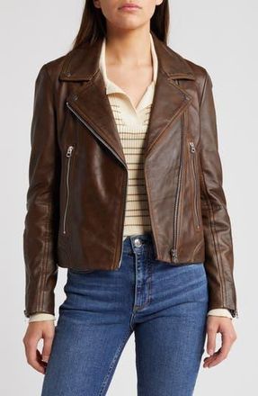 Rag & Bone Mack Lambskin Leather Jacket in Dark Brown at Nordstrom Rack, Size X-Small