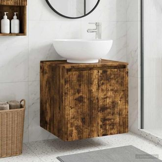 vidaXL Vidaxl Mobile Lavabo Da Parete Rovere Fumo 49,5 X 44,5 X 80 Cm