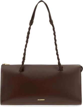 Jil Sander Tangle Schoudertas - Dames - Schoudertassen - Bruin - ONE Size - Leer - Tassen
