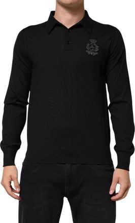 Dolce & Gabbana Mens Cashmere Logo Polo Black