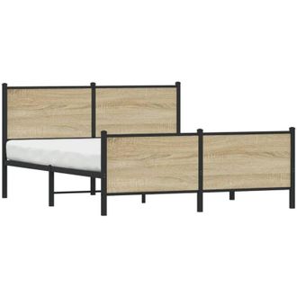 vidaXL Estructura De Cama Sin Colch&oacute;n Metal Roble Sonoma 140x200 Cm Vidaxl