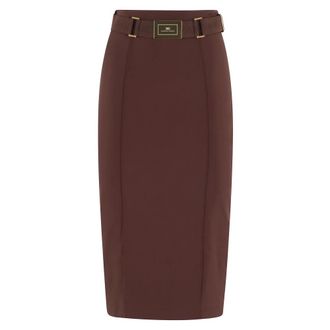 Elisabetta Franchi Pencil Skirts, female, Brown, Size: XS Gonna con cintura