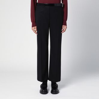 Prada Pantalone nero in gabardine con cintura