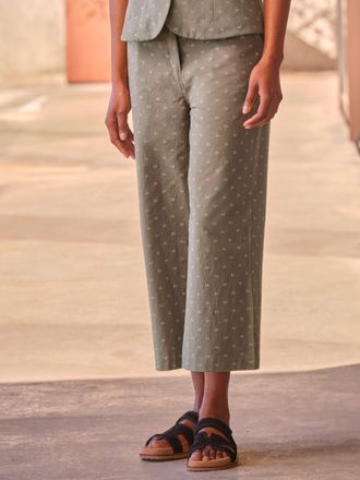 Fat Face FatFace Nina Light Green Embroidered Cropped Trousers