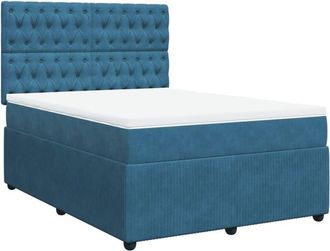 vidaXL Vidaxl - Cama Box Spring Con Colch&oacute;n Terciopelo Azul Oscuro 160x200 Cm