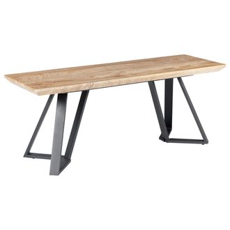 Beliani Beliani - Banco De Metal Madera Clara Negro 120 Cm Mdf Patas Sala De Estar Dormitorio Upton