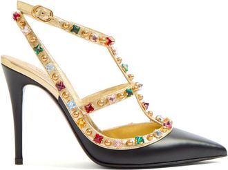 Valentino Garavani 100mm Rockstud Pumps - Womens - Calf Leather/Sheepskin/Metal/Plastic