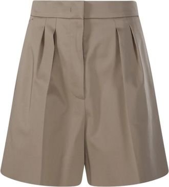 Max Mara Tabacco Shorts - Dames - Korte Broeken - Bruin - M - Katoen - Korte Broeken