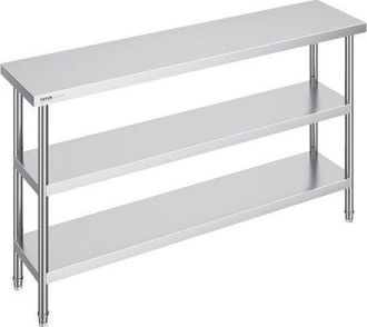 OEM Lebensmittel-zubereitungstisch Aus Edelstahl, Gewerblicher K&uuml;chenarbeitstisch, Mit 2 Verstellbaren Unterregalen, Zubereitungstisch F&uuml;r Grill, K&uuml;che, Z