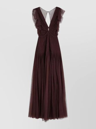 Elisabetta Franchi dress knee length v neck ruffle sleeves