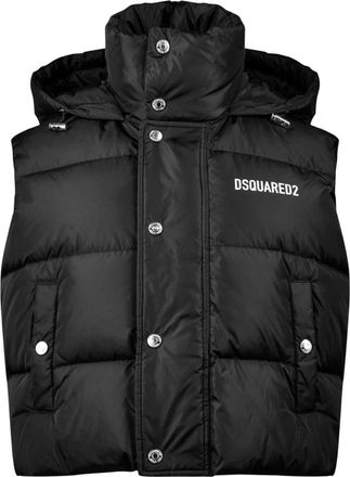 Dsquared2 Down Vest Jacket Black Zip Logo - Dames - Bodywarmers - Zwart - S - Jassen