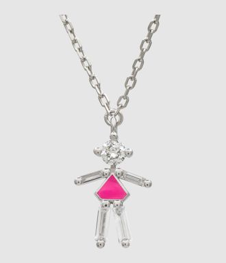 Little Ones Paris Collier Pendentif Fille Argent Bubble Pink 45cm