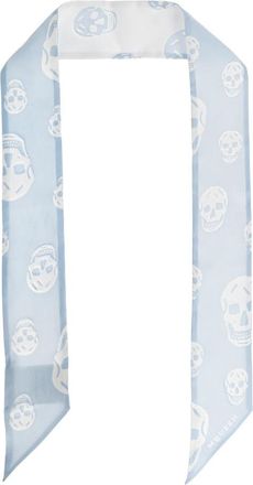 Alexander McQueen Ribbon Skull Scarf - Dames - Zijden sjaals - Blauw - ONE Size - Accessoires