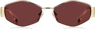 Marc Jacobs 55mm Geometric Sunglasses in Gold Burgundy/Burgundy at Nordstrom