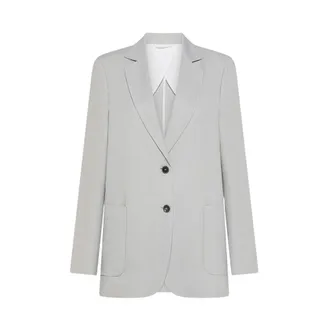Seventy Blazers, female, Gray, Size: M Giacca in crepe di lino e viscosa