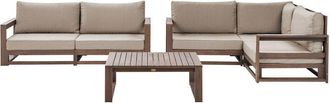 Beliani Garden Lounge Set with Table 4 Seater TIMOR Modular Certified Acacia Wood Dark Brown