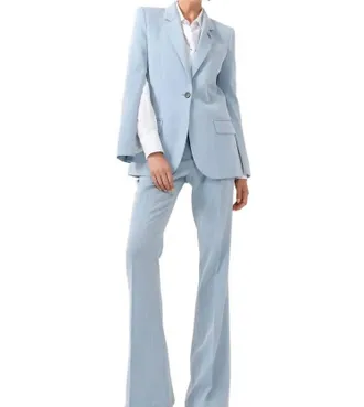 Barbara Bui Herringbone Fitted Jacket In Sky Blue