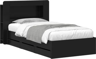 vidaXL Estructura De Cama Con Almacenamiento Y Cabecero Negro Vidaxl