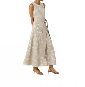 Ann Mashburn Rosalie Midi Dress In Oatmeal Embroidered Linen