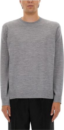 Theory Regal Wol Trui met Ronde Hals - Heren - Ronde hals truien - Grijs - 2XL - Wol - Truien & Vesten