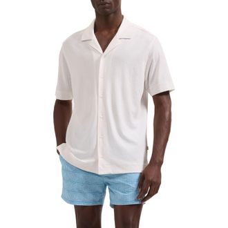 Bugatchi Seersucker Camp Shirt in White at Nordstrom, Size Xx-Large