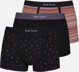 Paul Smith Mens Paul Smith 3PK Trunk Stripe/Letters - Black Multi Mix - Size: 32/33/32