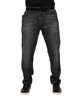 Dolce & Gabbana Mens Gray Washed Cotton Loose Denim Jeans Elastane Clothing