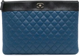 Chanel 2016-2017 Large Bicolor Sheepskin Mademoiselle Zip clutch bag - Black