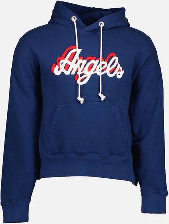 Palm Angels Mens Oversized Angels Logo Hoodie - White - Size: 42
