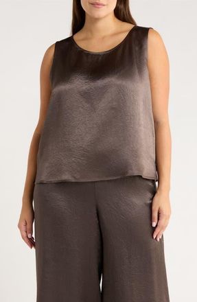 Eileen Fisher Crinkle Satin Shell in Rye at Nordstrom, Size 2X