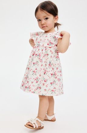 H&M Floral-print Cotton Dress in White/floral at Nordstrom, Size 18M